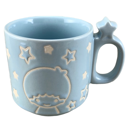 Sanrio Little Twin Stars collectible mug in light blue with star handle and embossed character design