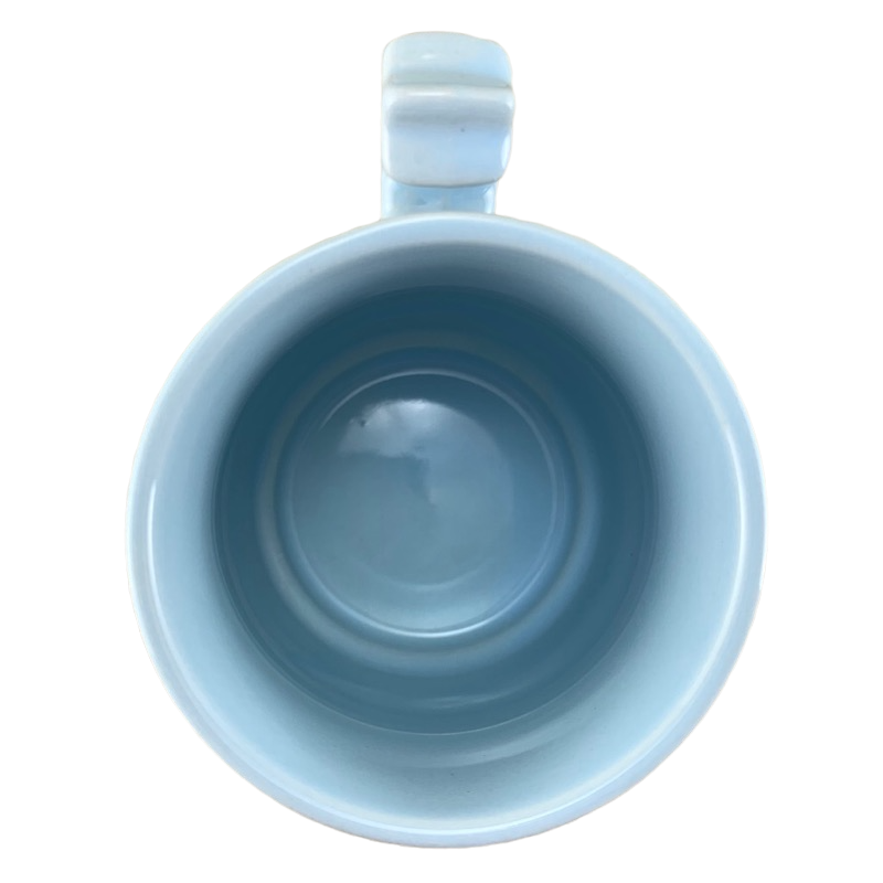 Top view of blue Little Twin Stars collectible mug by Sanrio with sturdy handle