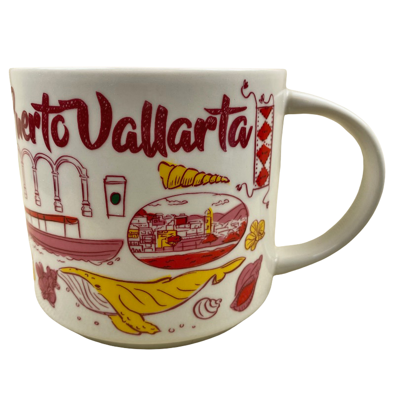 Starbucks Been There Puerto Vallarta Mug featuring colorful cityscape and marine life illustrations