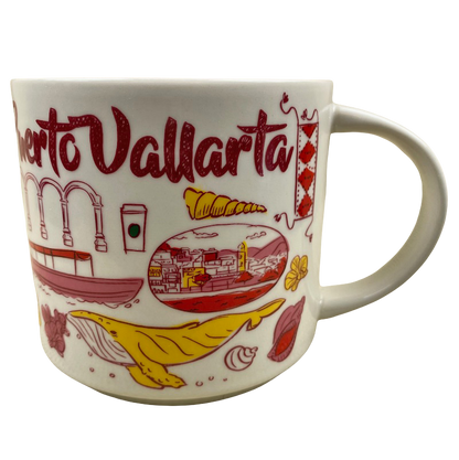 Starbucks Been There Puerto Vallarta Mug featuring colorful cityscape and marine life illustrations