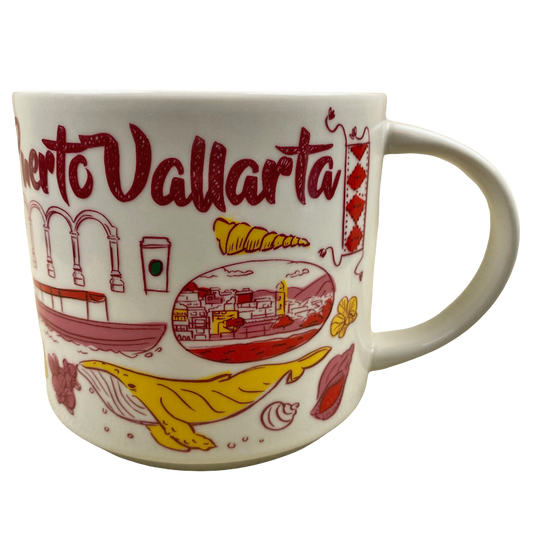 Starbucks Been There Puerto Vallarta Mug featuring colorful cityscape and marine life illustrations