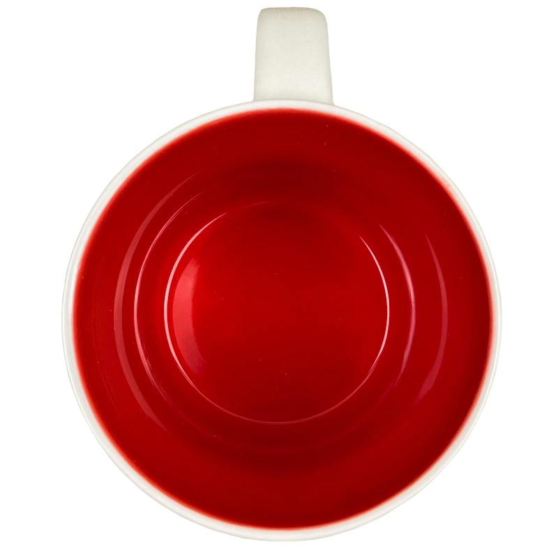 Top view of Starbucks Been There Puerto Vallarta Mug showing bright red interior and white handle